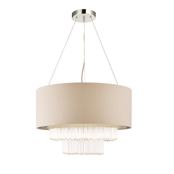 Laura Ashley Genevieve 5lt Pendant Chandelier Grey Shade – from Amos Lighting + Home