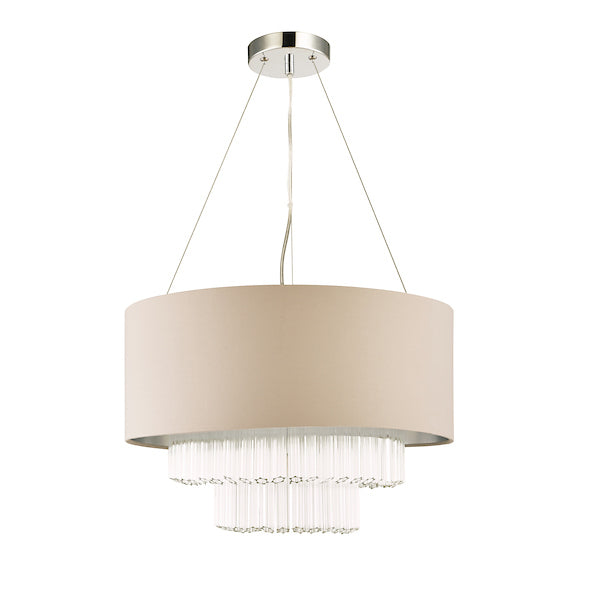 Laura Ashley Genevieve 5lt Pendant Chandelier Grey Shade – from Amos Lighting + Home