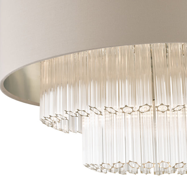Laura Ashley Genevieve 5lt Pendant Chandelier Grey Shade – from Amos Lighting + Home
