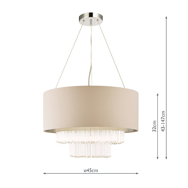 Laura Ashley Genevieve 5lt Pendant Chandelier Grey Shade – from Amos Lighting + Home