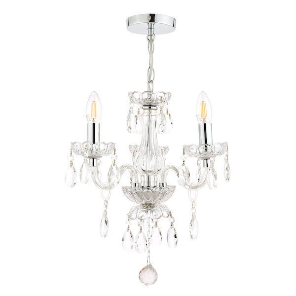 Laura Ashley Harriet 3 Light Crystal & Polished Chrome Chandelier – from Amos Lighting + Home