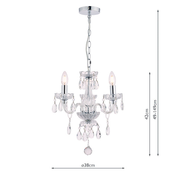 Laura Ashley Harriet 3 Light Crystal & Polished Chrome Chandelier – from Amos Lighting + Home