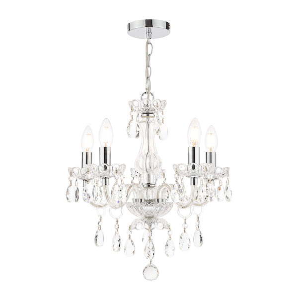 Laura Ashley Harriet 5 Light Crystal & Polished Chrome Chandelier – from Amos Lighting + Home