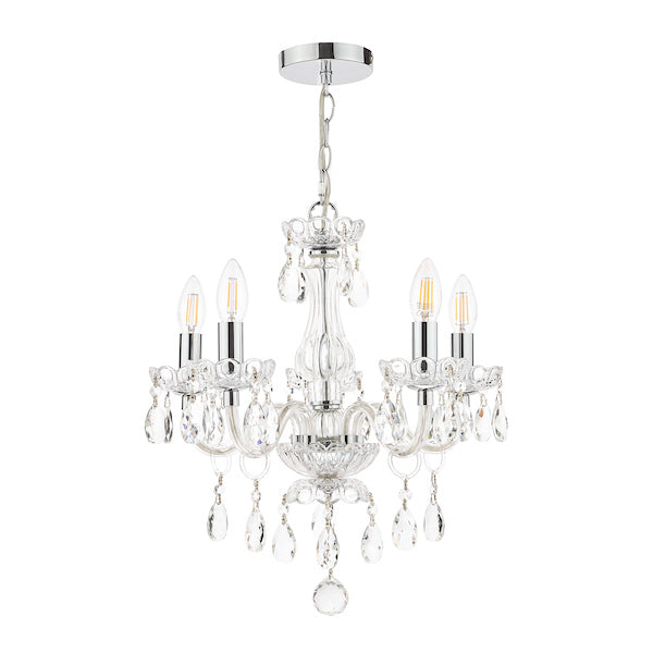 Laura Ashley Harriet 5 Light Crystal & Polished Chrome Chandelier – from Amos Lighting + Home