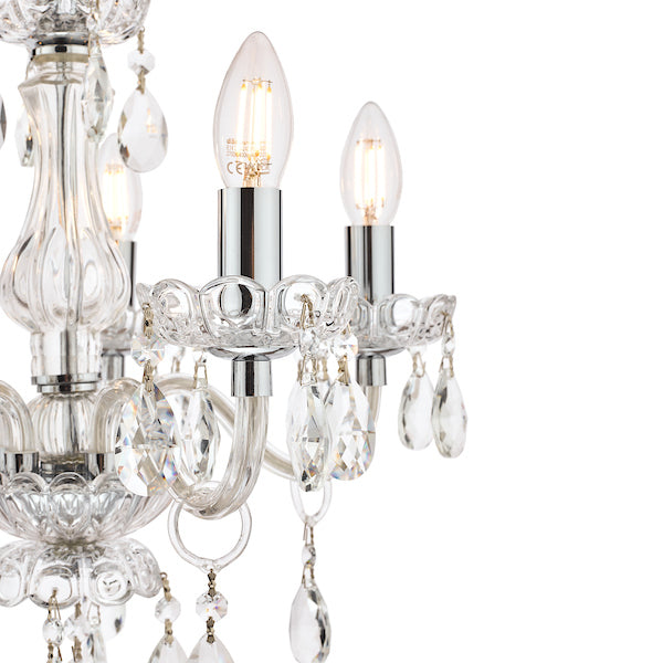 Laura Ashley Harriet 5 Light Crystal & Polished Chrome Chandelier – from Amos Lighting + Home