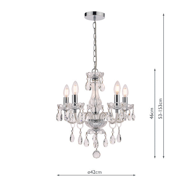 Laura Ashley Harriet 5 Light Crystal & Polished Chrome Chandelier – from Amos Lighting + Home