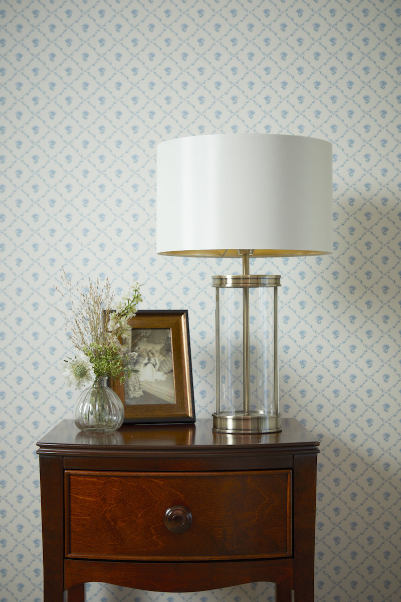 Laura Ashley Harrington Small Table Lamp Polished Nickel – from Amos Lighting + Home