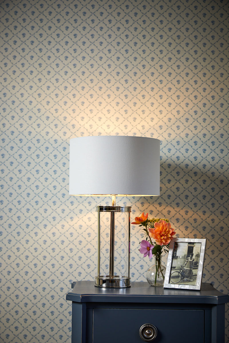 Laura Ashley Harrington Small Table Lamp Polished Nickel – from Amos Lighting + Home