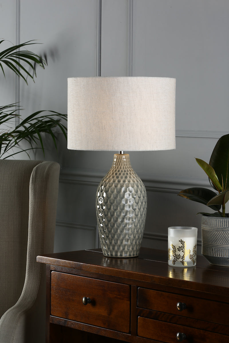 Laura Ashley Heathfield Ceramic Table Lamp Grey With Shade – from Amos Lighting + Home