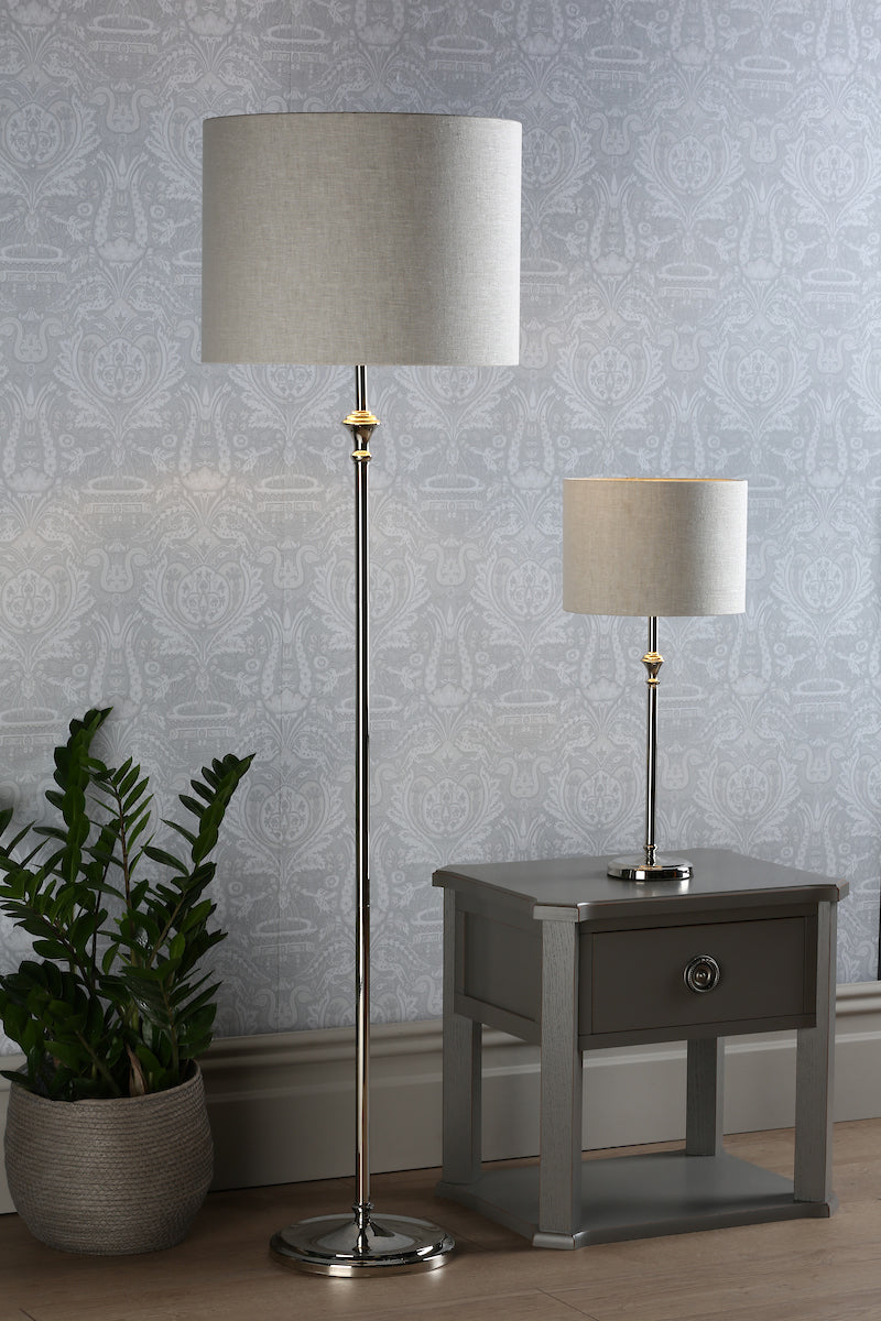 Laura Ashley Highgrove Floor Lamp Polished Nickel With Shade – from Amos Lighting + Home