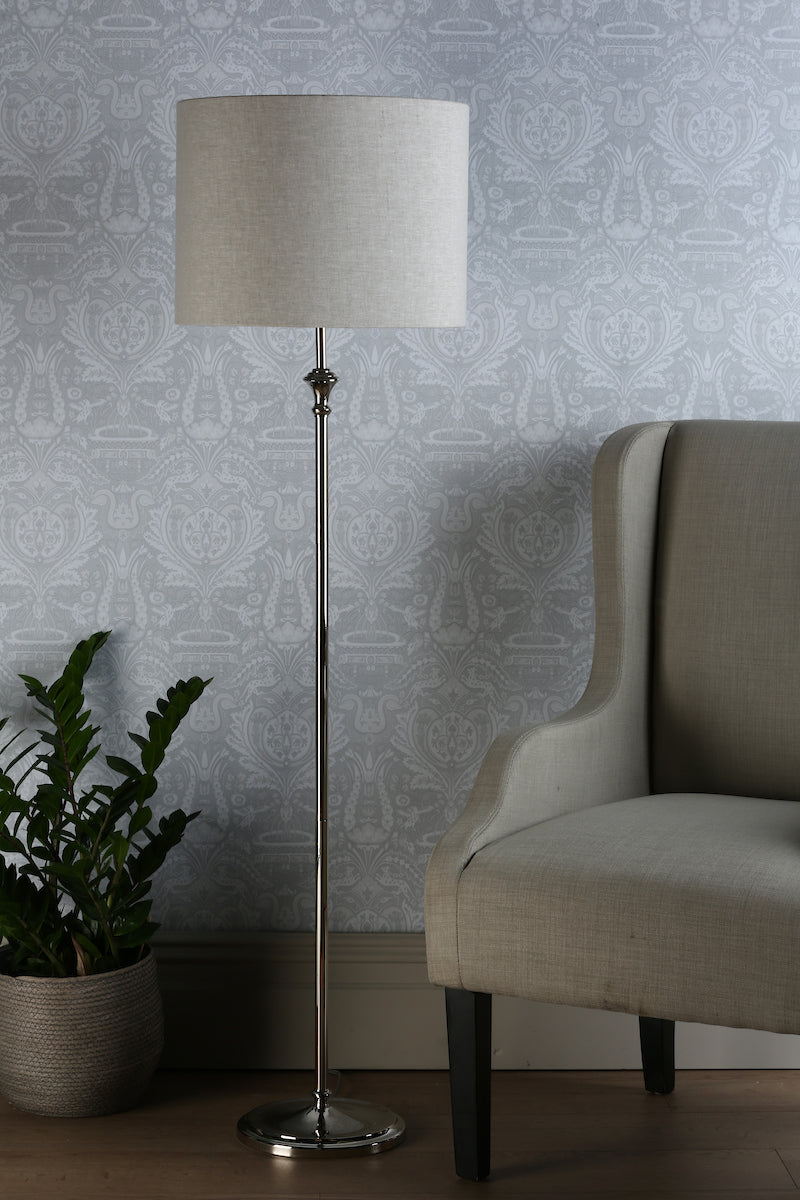 Laura Ashley Highgrove Floor Lamp Polished Nickel With Shade – from Amos Lighting + Home