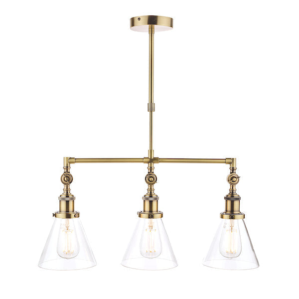 Laura Ashley Isaac 3 Light Bar Pendant Antique Brass – from Amos Lighting + Home