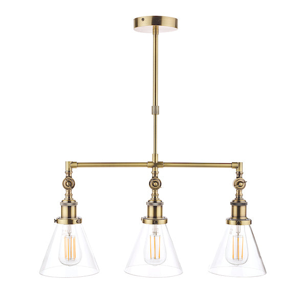 Laura Ashley Isaac 3 Light Bar Pendant Antique Brass – from Amos Lighting + Home