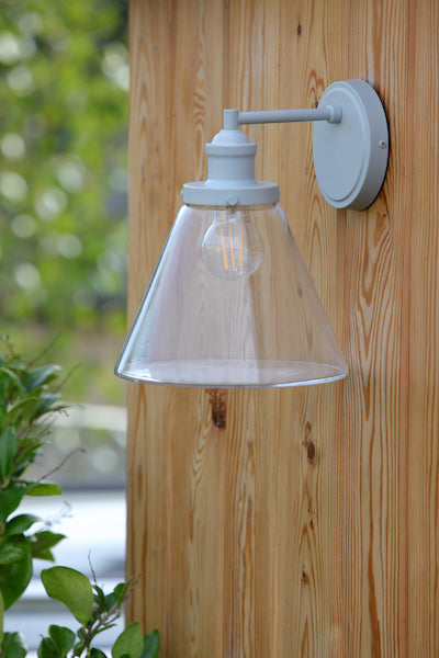 Laura Ashley Isaac Outdoor Wall Light Pale Slate Grey Glass IP44 – from Amos Lighting + Home