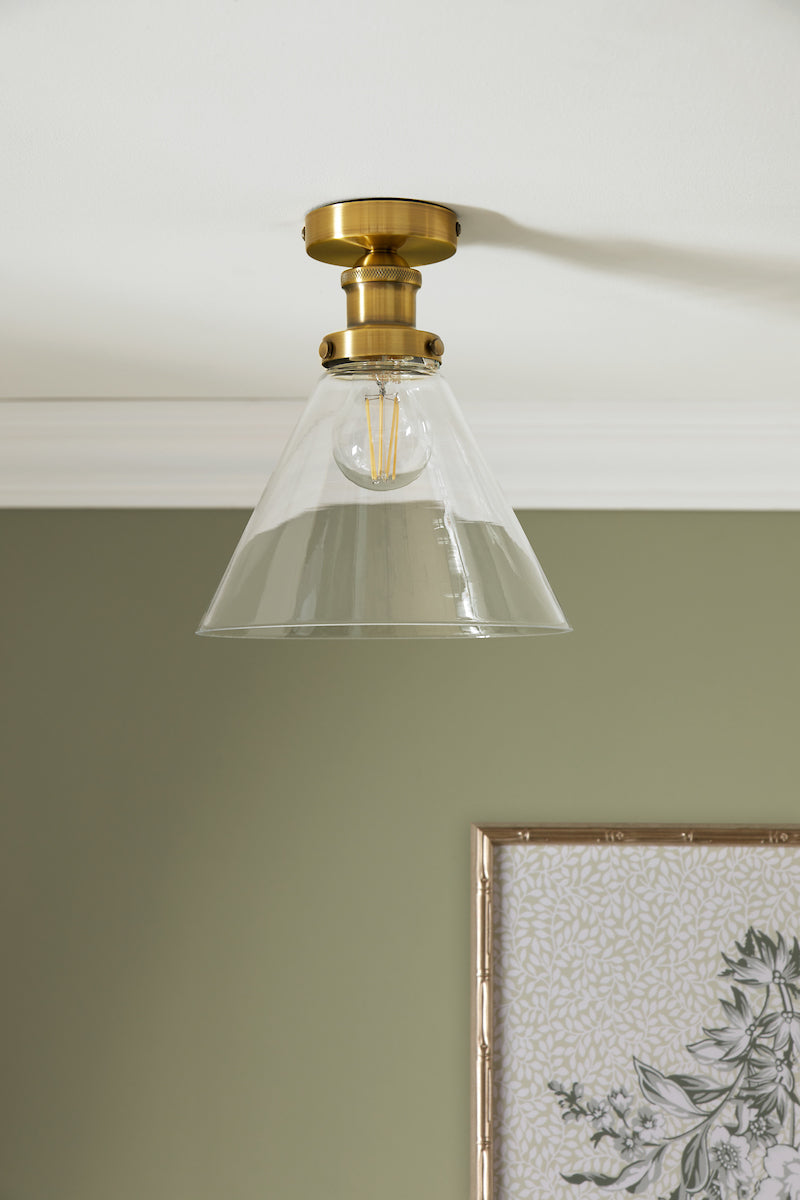Laura Ashley Isaac Semi-Flush Antique Brass – from Amos Lighting + Home