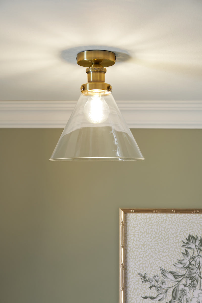 Laura Ashley Isaac Semi-Flush Antique Brass – from Amos Lighting + Home
