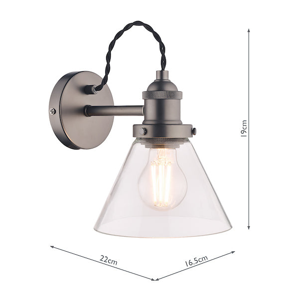 Laura Ashley Isaac Wall Light Industrial Nickel – from Amos Lighting + Home