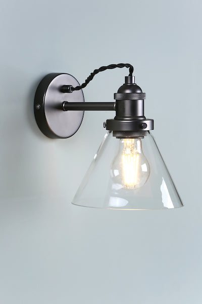 Laura Ashley Isaac Wall Light Industrial Nickel – from Amos Lighting + Home