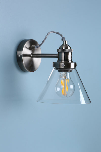 Laura Ashley Isaac Wall Light Satin Nickel – from Amos Lighting + Home