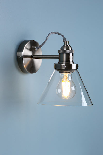 Laura Ashley Isaac Wall Light Satin Nickel – from Amos Lighting + Home