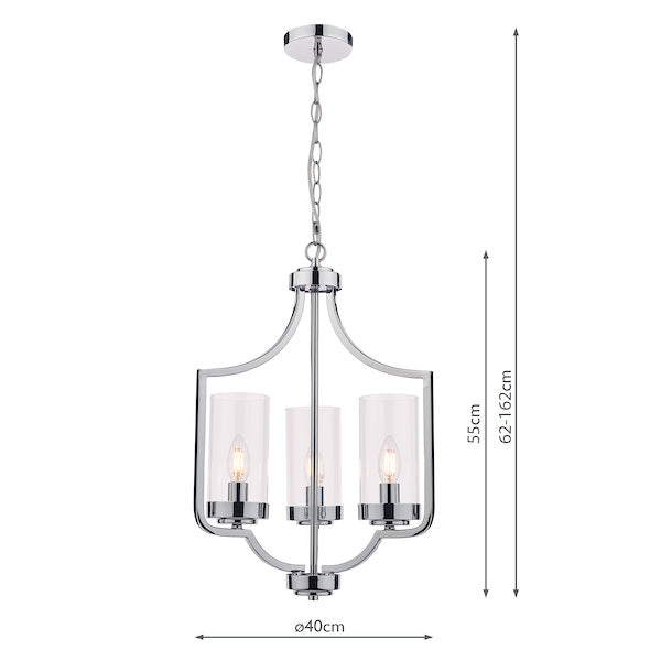 Laura Ashley Joseph Polished Chrome 3 Light Chandelier – from Amos Lighting + Home