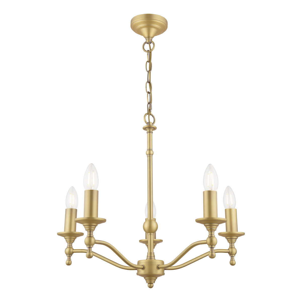 Laura Ashley Ludchurch 5 Light Armed Pendant Matt Antique Brass – from Amos Lighting + Home