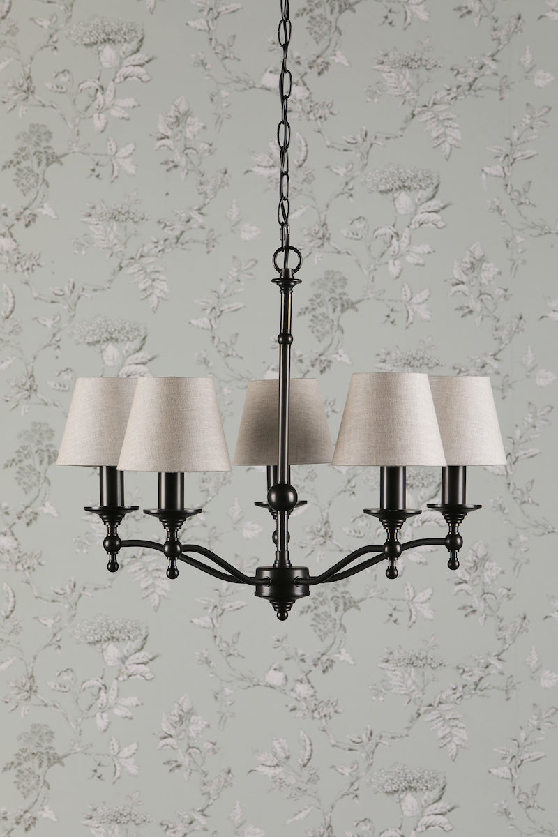 Laura Ashley Ludchurch 5 Light Chandelier Black – from Amos Lighting + Home