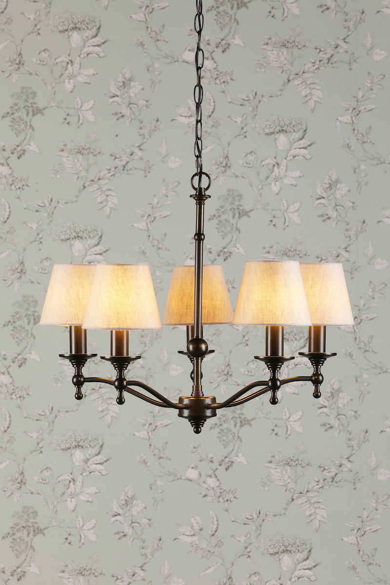 Laura Ashley Ludchurch 5 Light Chandelier Black – from Amos Lighting + Home