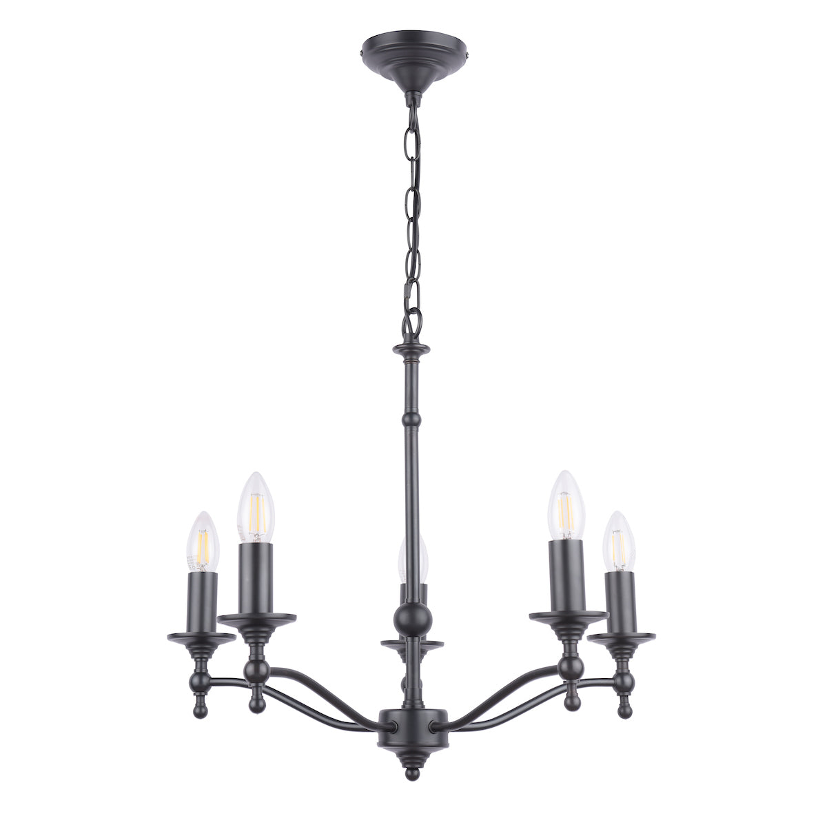 Laura Ashley Ludchurch 5 Light Chandelier Black – from Amos Lighting + Home