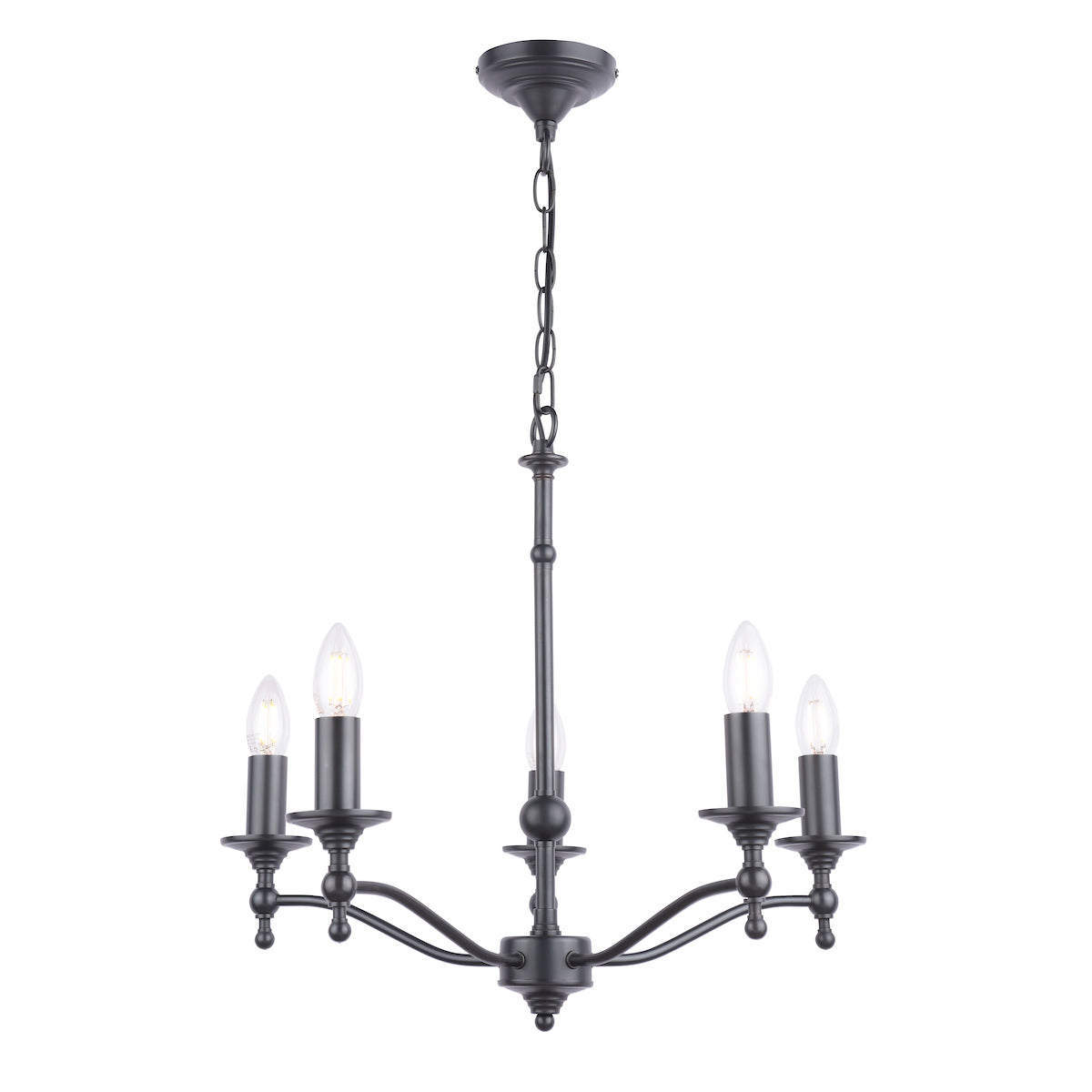Laura Ashley Ludchurch 5 Light Chandelier Black – from Amos Lighting + Home