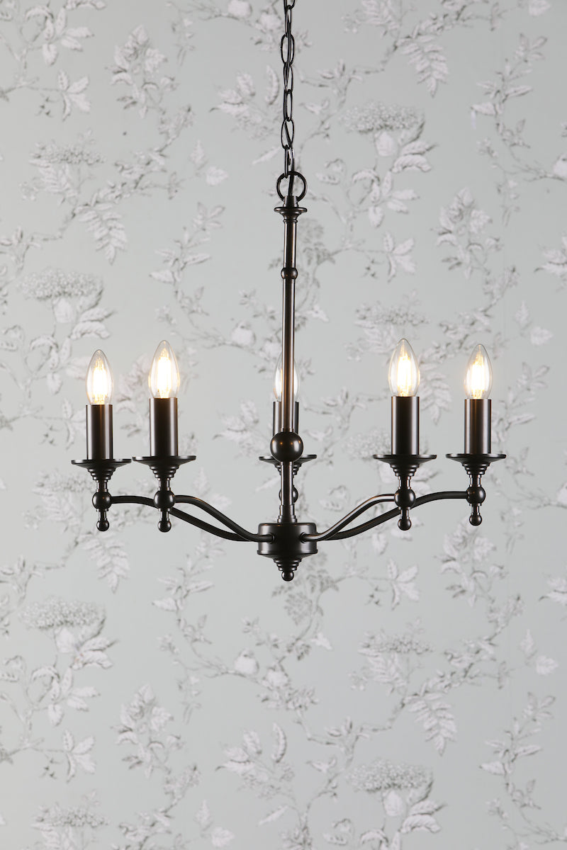 Laura Ashley Ludchurch 5 Light Chandelier Black – from Amos Lighting + Home
