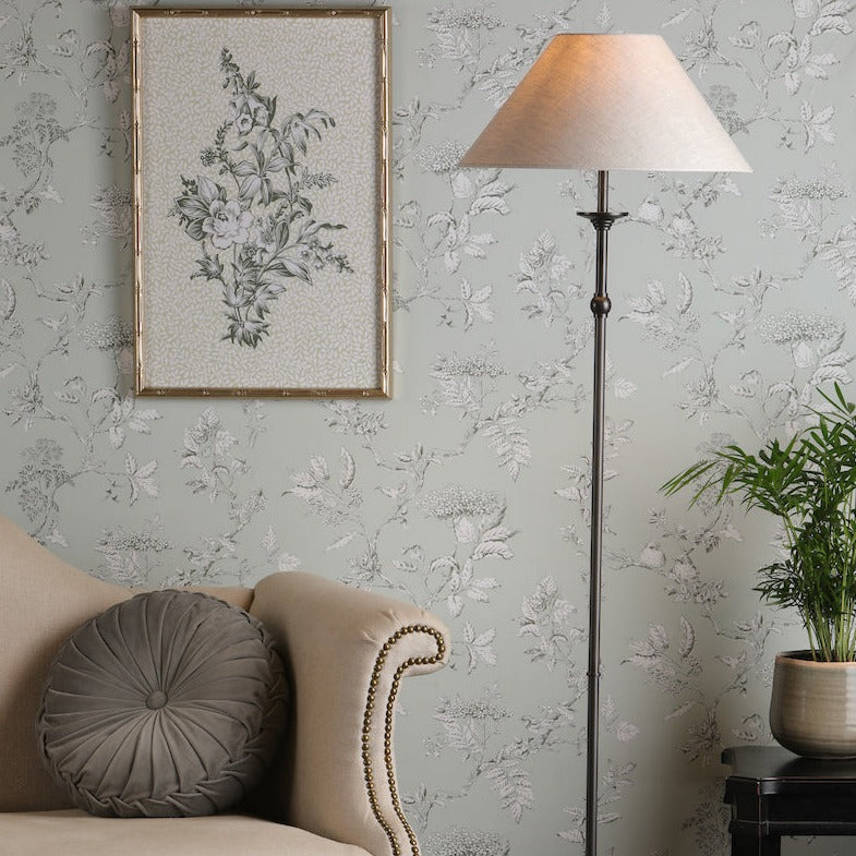 Laura Ashley Ludchurch Floor Lamp Black with Linen Shade – from Amos Lighting + Home