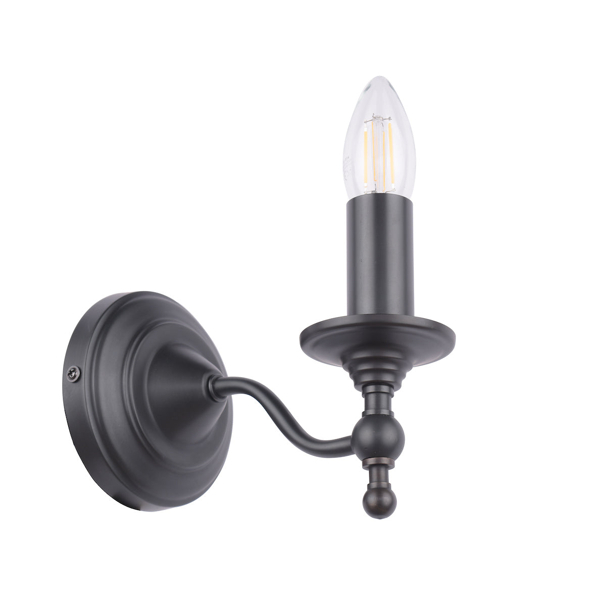 Laura Ashley Ludchurch Single Wall Light Industrial Black – from Amos Lighting + Home