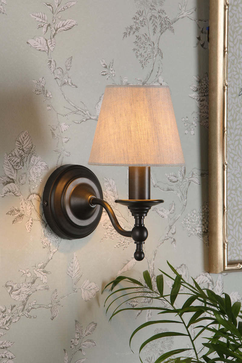 Laura Ashley Ludchurch Single Wall Light Industrial Black – from Amos Lighting + Home