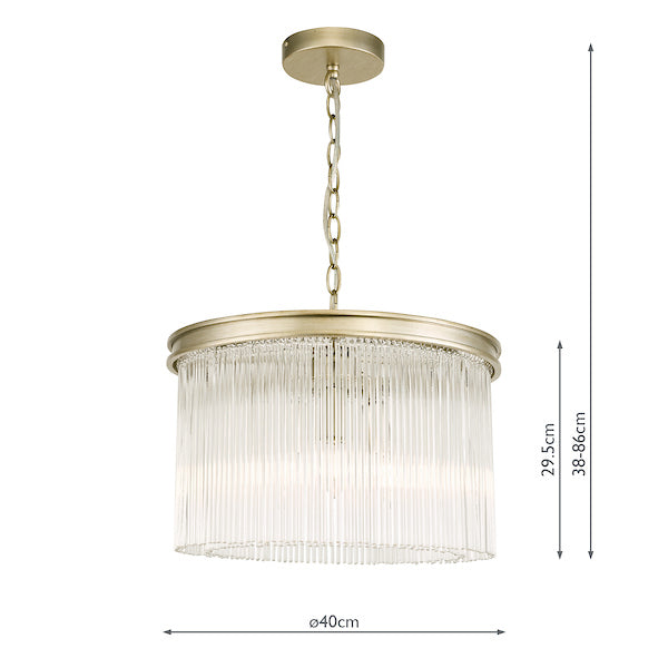 Laura Ashley Manon 3 Light Pendant Champagne Clear Glass – from Amos Lighting + Home