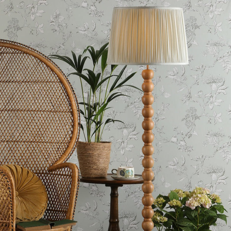 Laura Ashley Maria Floor Lamp Waxed Oak Wood Base – from Amos Lighting + Home