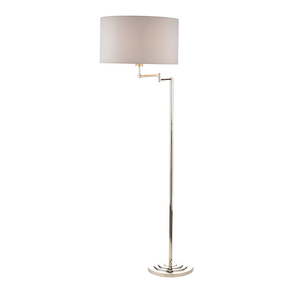 Laura Ashley Marlowe Swing Arm Floor Lamp Polished Nickel with Shade – from Amos Lighting + Home