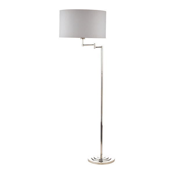 Laura Ashley Marlowe Swing Arm Floor Lamp Polished Nickel with Shade – from Amos Lighting + Home