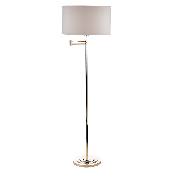 Laura Ashley Marlowe Swing Arm Floor Lamp Polished Nickel with Shade – from Amos Lighting + Home