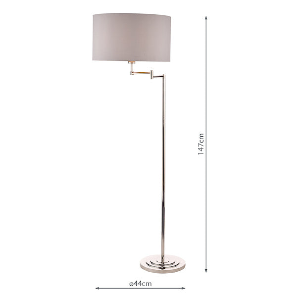 Laura Ashley Marlowe Swing Arm Floor Lamp Polished Nickel with Shade – from Amos Lighting + Home