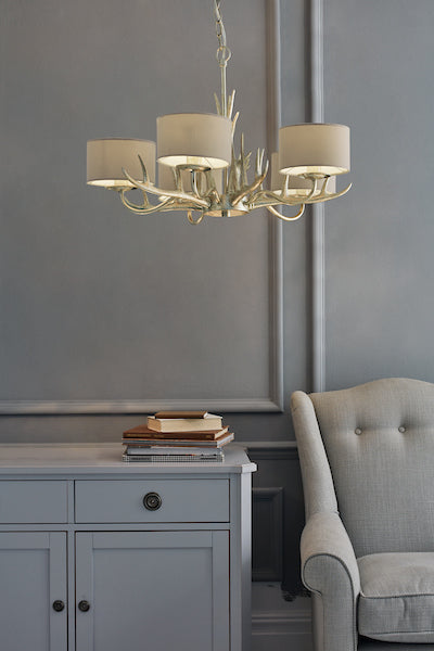 Laura Ashley Mulroy Antler 5 Light Chandelier with Shades – from Amos Lighting + Home