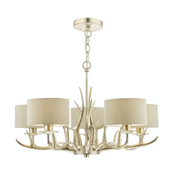 Laura Ashley Mulroy Antler 5 Light Chandelier with Shades – from Amos Lighting + Home