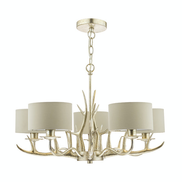 Laura Ashley Mulroy Antler 5 Light Chandelier with Shades – from Amos Lighting + Home