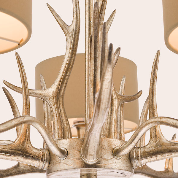 Laura Ashley Mulroy Antler 5 Light Chandelier with Shades – from Amos Lighting + Home