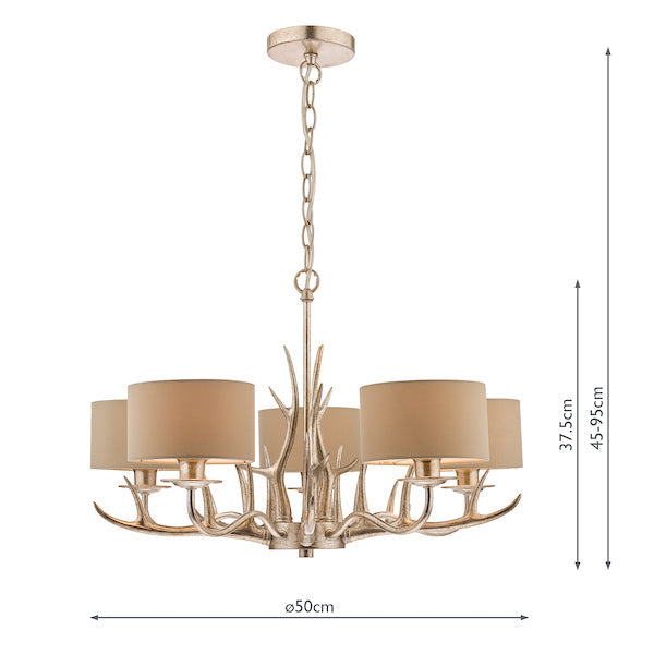 Laura Ashley Mulroy Antler 5 Light Chandelier with Shades – from Amos Lighting + Home