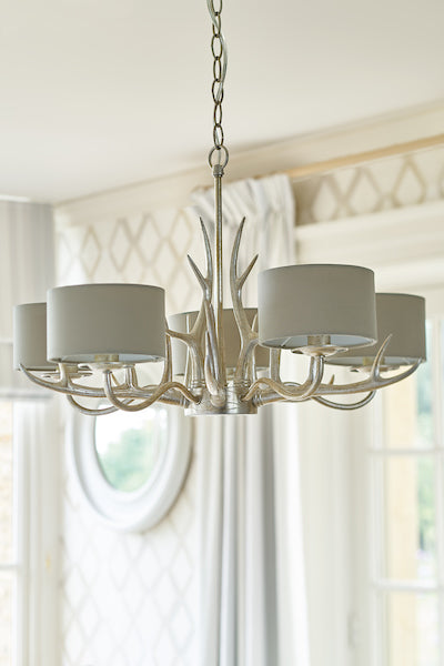 Laura Ashley Mulroy Antler 5 Light Chandelier with Shades – from Amos Lighting + Home