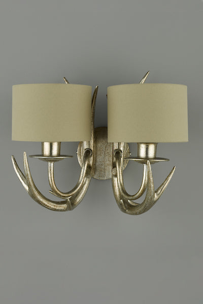 Laura Ashley Mulroy Antler Double Wall Light with Shades – from Amos Lighting + Home