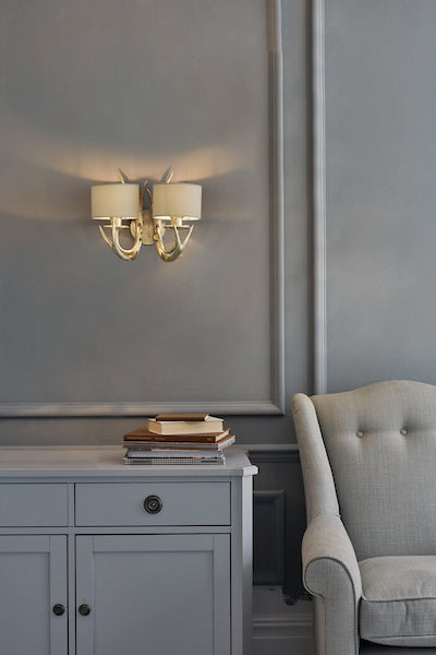 Laura Ashley Mulroy Antler Double Wall Light with Shades – from Amos Lighting + Home