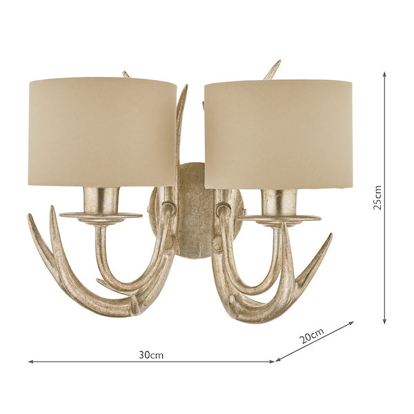 Laura Ashley Mulroy Antler Double Wall Light with Shades – from Amos Lighting + Home