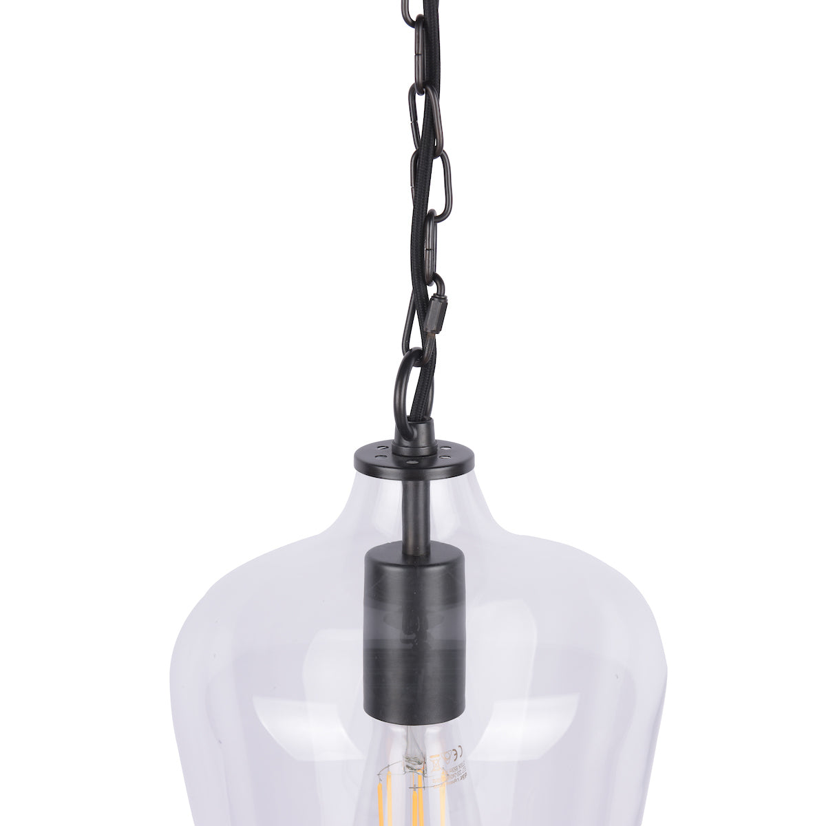 Laura Ashley Ockley Pendant Brushed Black & Glass – from Amos Lighting + Home